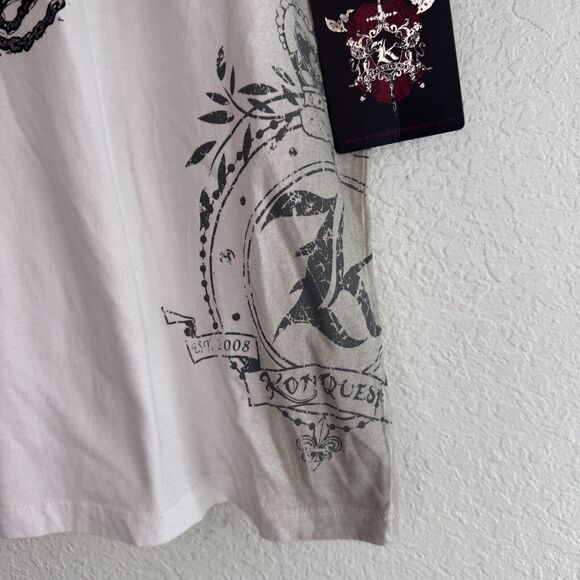 Konquest Shirt Mens Large Eagle Skull Metallic Tee Tshirt Y2K Grunge Goth NEW - Picture 5 of 12